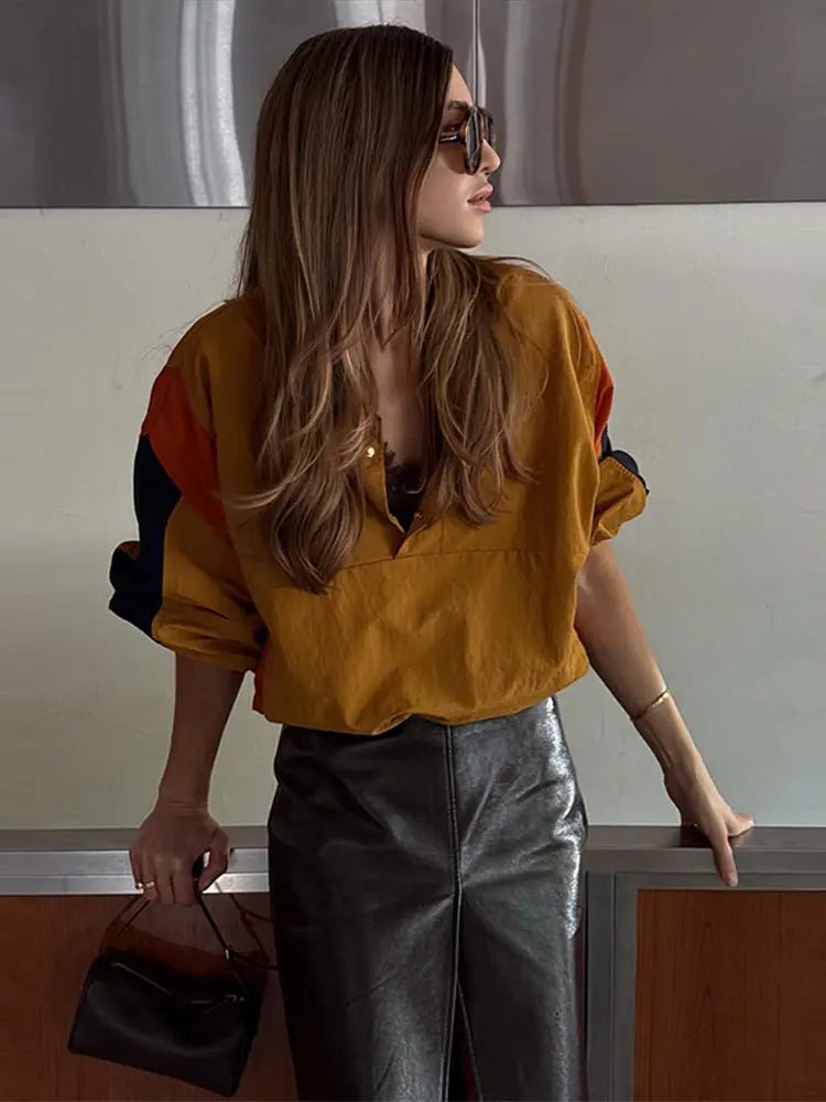 ZEYA - Olivia Oversized Colorblock Cropped Jacket