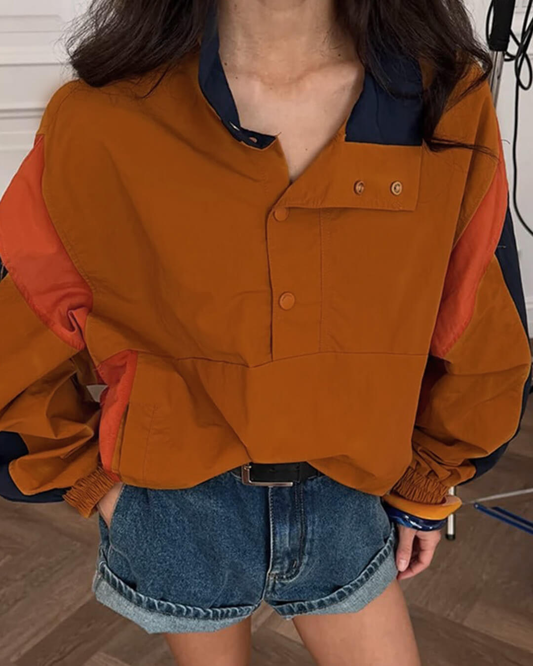 ZEYA - Olivia Oversized Colorblock Cropped Jacket