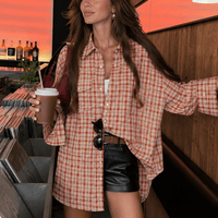 Chemise blouse surdimensionnée à carreaux Olivia
