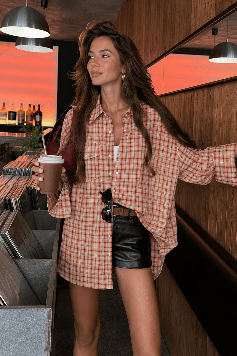 Chemise blouse surdimensionnée à carreaux Olivia