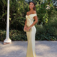 Robe maxi satinée épaules dénudées Ophélia