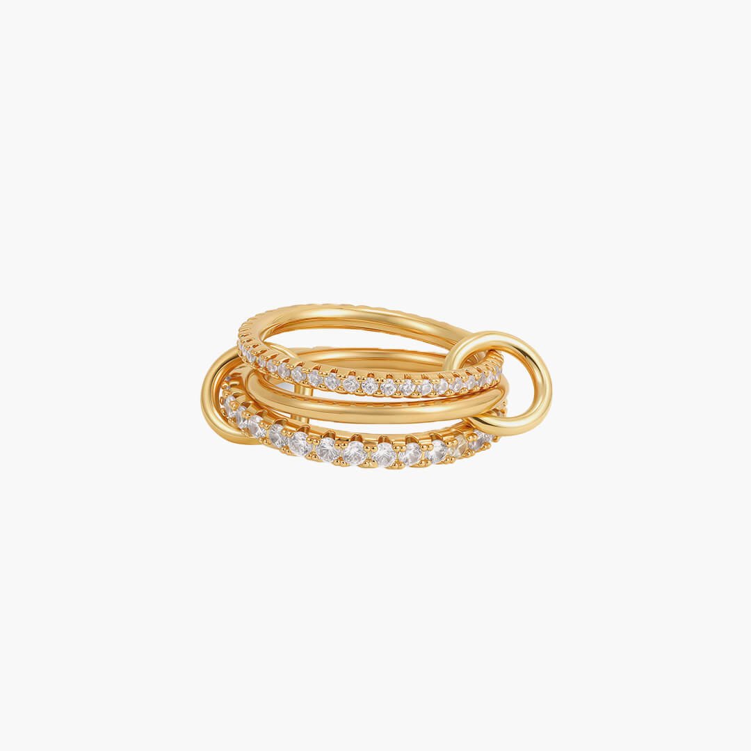 ZEYA - Pamela Sparkling Rhinestone Three Stacked Ring