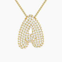 Pavé Bubble Initial Pendant Necklace