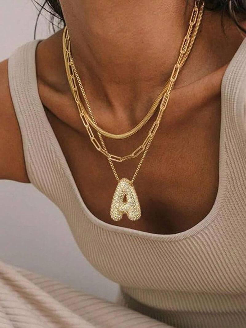 ZEYA - Pavé Letter Necklace