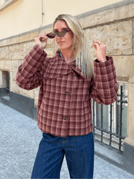 Manteau Rachel à col officier et motif carreaux
