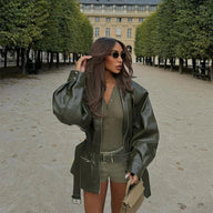 Veste ceinturée Rebecca en simili cuir