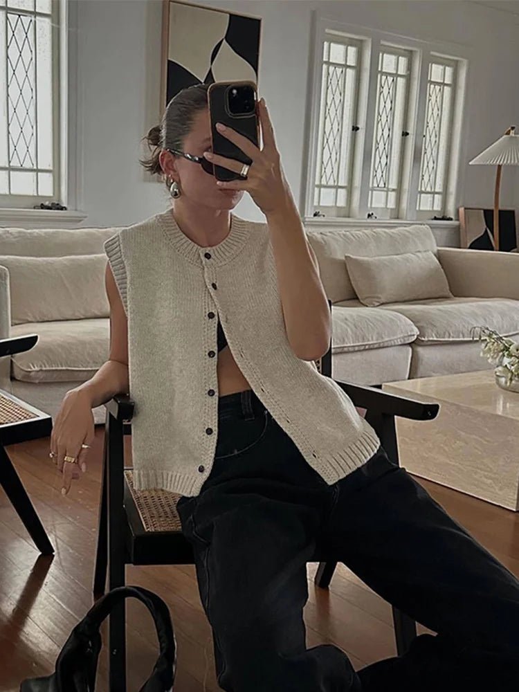 ZEYA - Rose Knitted Vest Cardigan