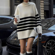 Rylee Oversized Turtleneck Striped Sweater
