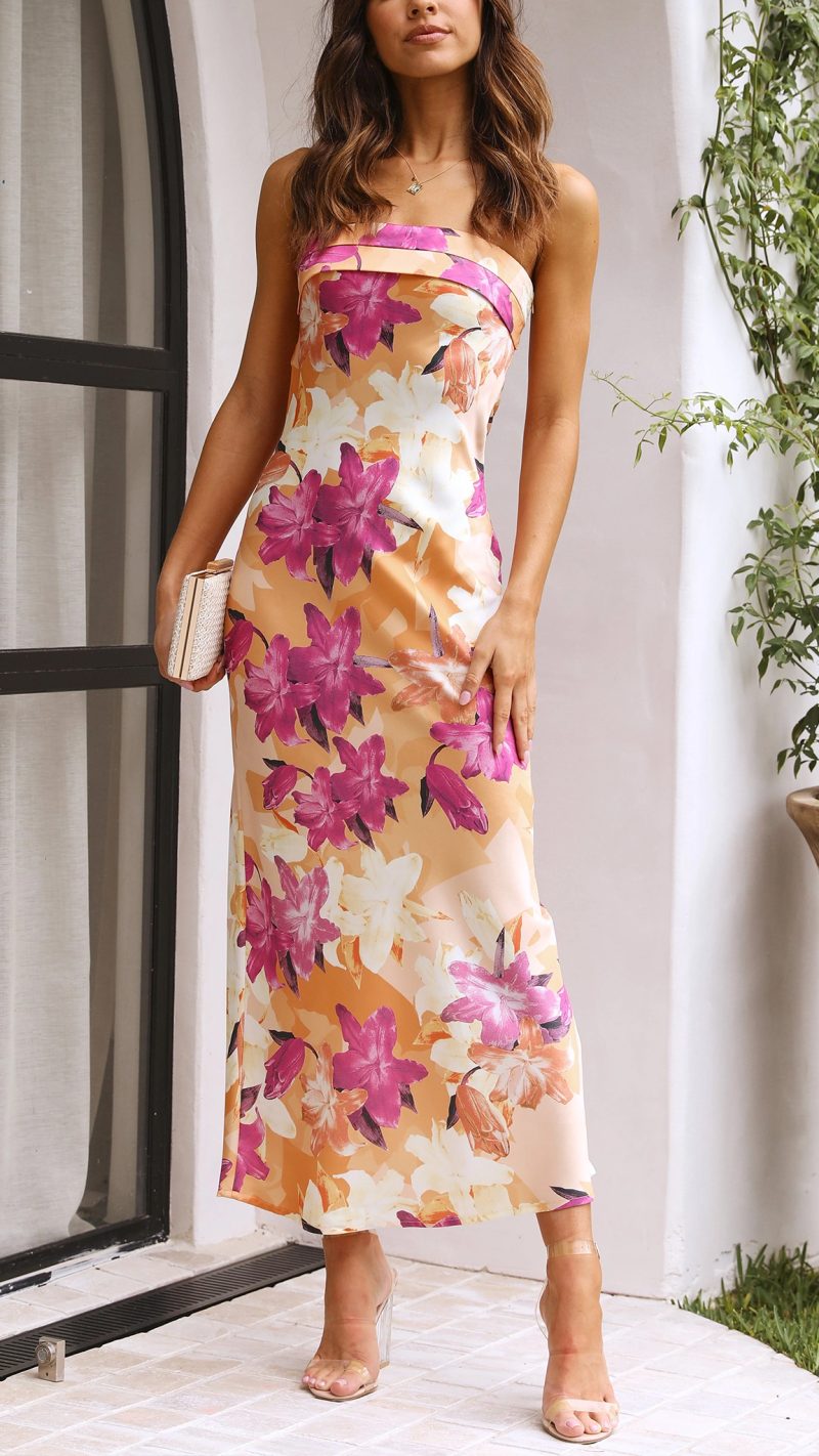 ZEYA - Salma Floral Strapless Maxi Dress