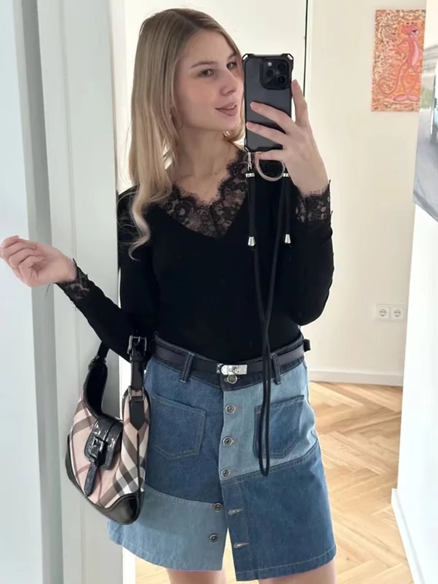 ZEYA - Sarah Lace V-Neck Casual Top