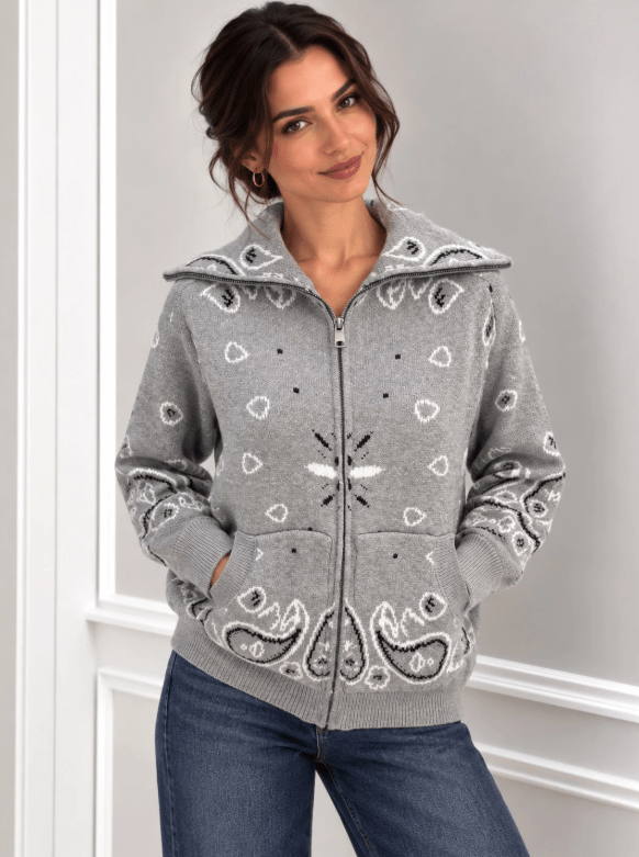 ZEYA - Sarah Stand Collar Knitted Cardigan