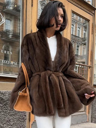 Veste Seve ceinturée en fausse fourrure