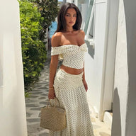 Ensemble deux pièces Simona à pois avec nœud