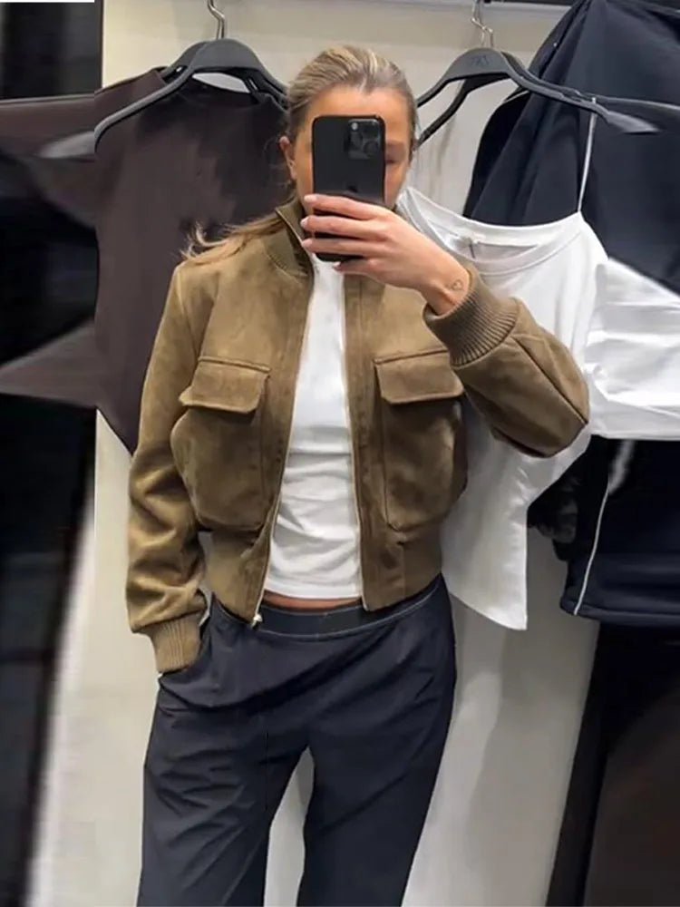 ZEYA - Solane Stand Collar Bomber Jacket