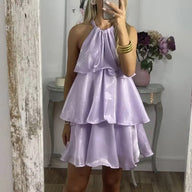 Robe courte Amelia en organza à col halter