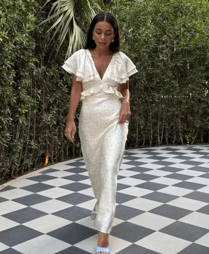 ZEYA - Sophia Ruffle Sleeves Midi Dress