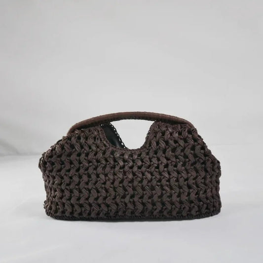 ZEYA - Sophia Woven Straw Shell Clutch