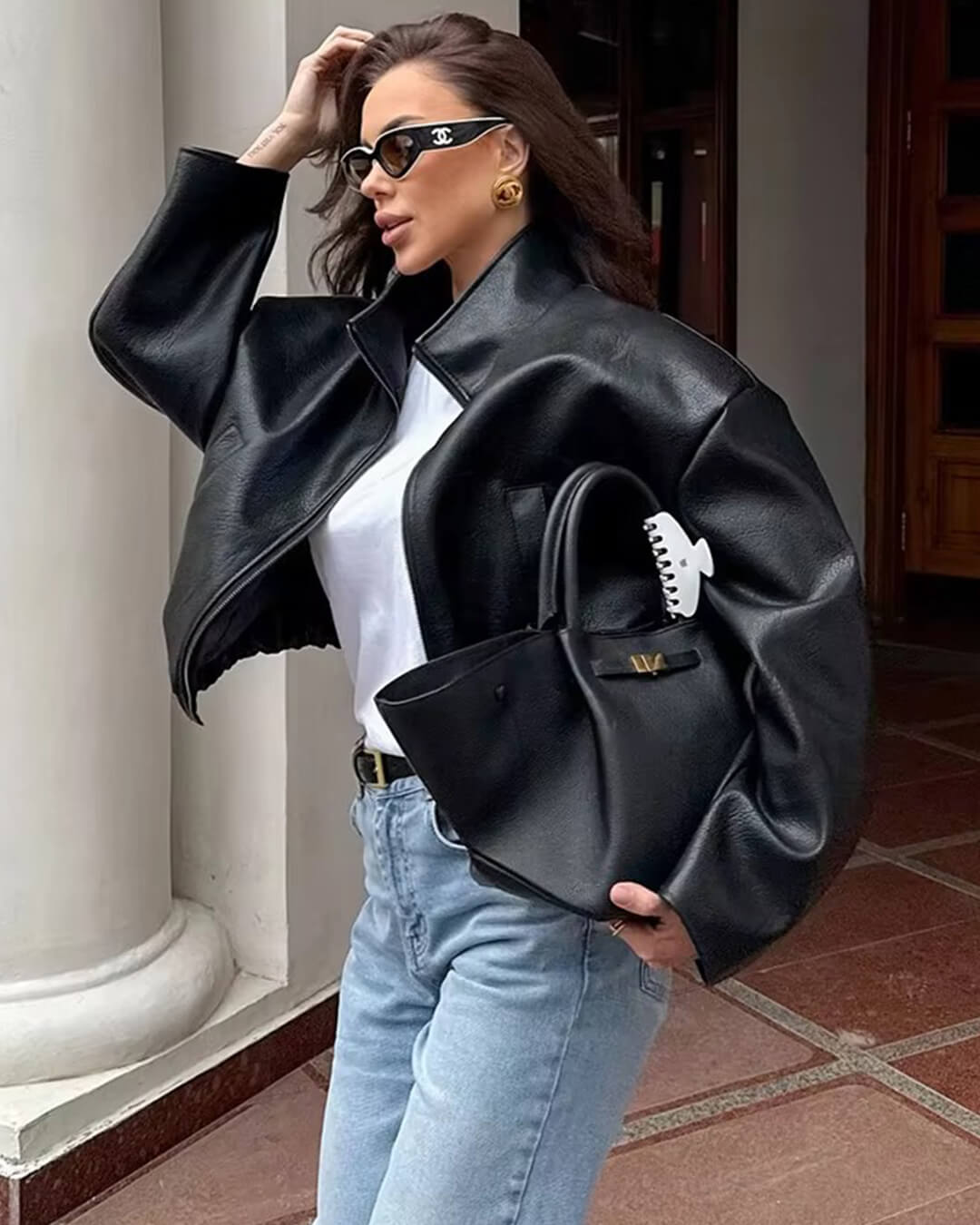 ZEYA - Soria Zip Up Leather Jacket