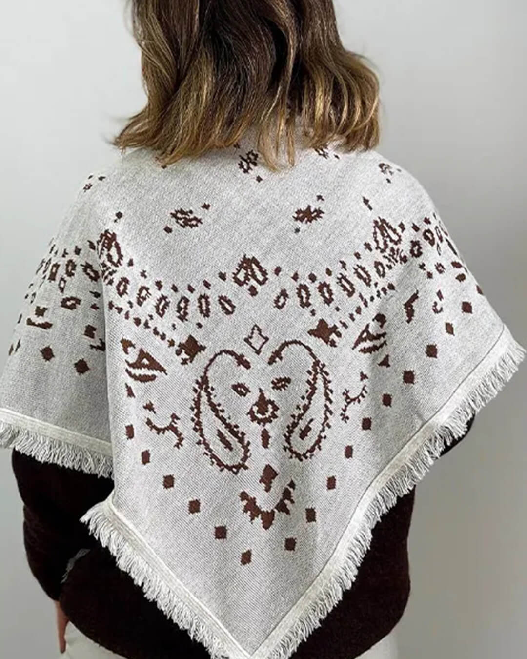 ZEYA - Terry Knitted Fringed Square Scarf