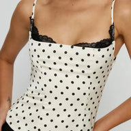 Thalia Polka Dot Lace Trim Camisole