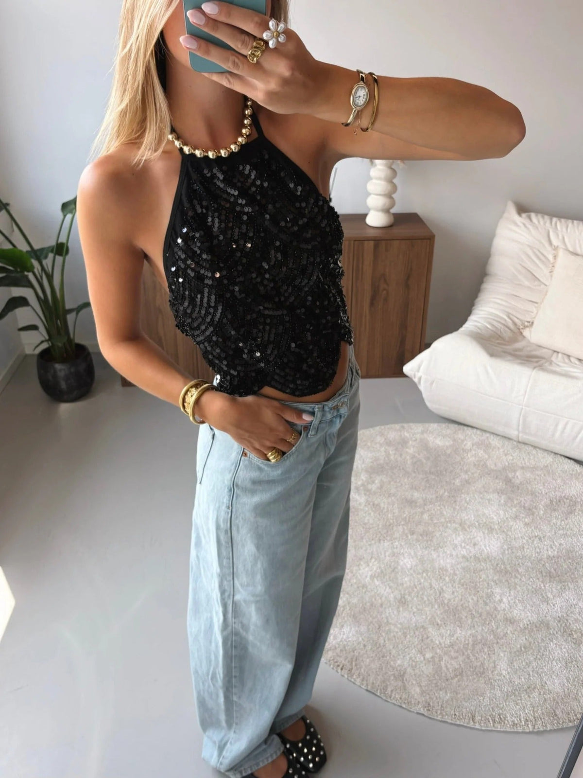 ZEYA - Valerie Sequin Halter Top