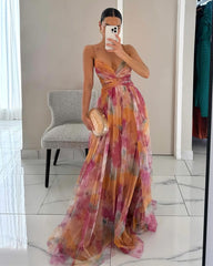 Vivien Robe maxi en tulle fleurie