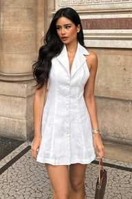 Robe mini boutonnée dos nu Yza