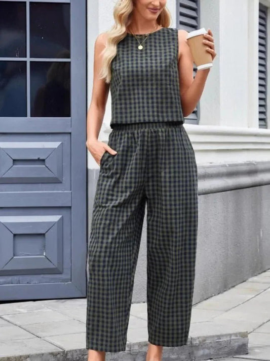ZEYA - Zinnia Plaid Vest and Pants Set