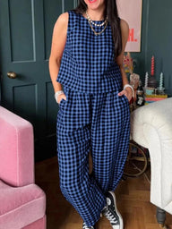 Ensemble Zinnia veste et pantalon à carreaux