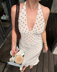 Zoe Polka Dot Halter Midi Dress